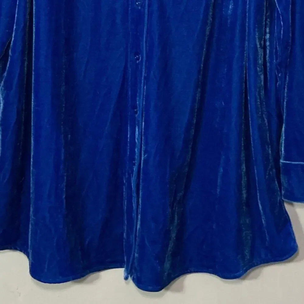 Soft Surroundings Royal Blue Velvet Button Down Top 1X